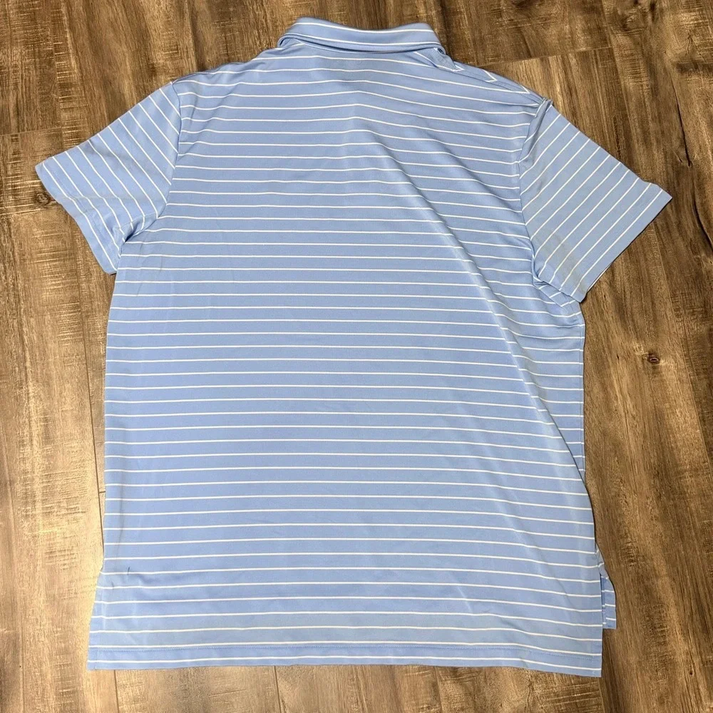 Polo Ralph Lauren Mens XXL Blue White Striped Performance Golf Polo Shirt Orange